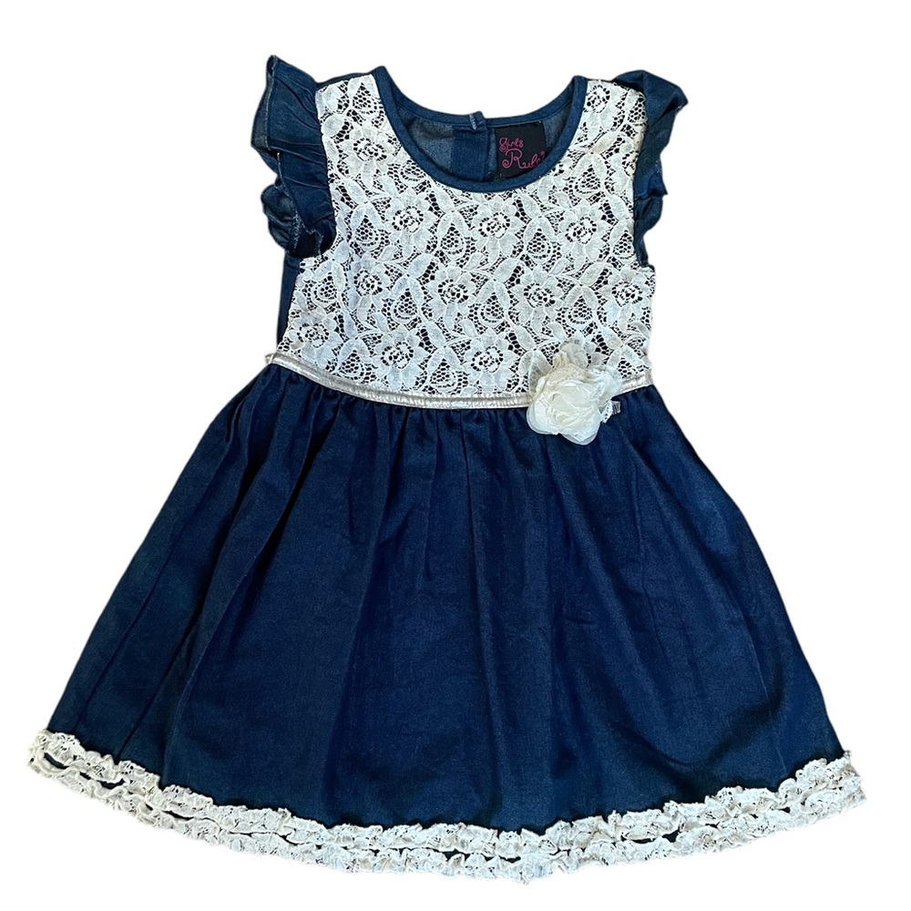 Girls denim and lace dress. Size 5